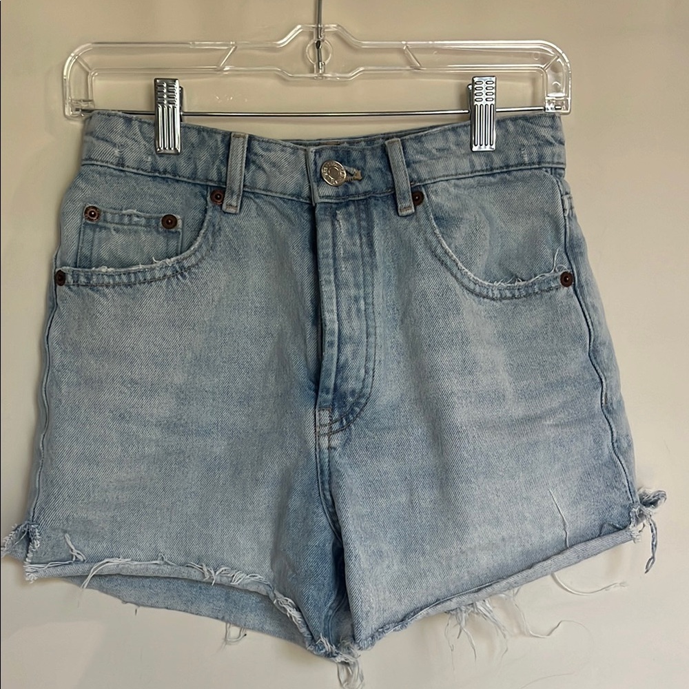 Zara Blue Jean Shorts High-Waisted Cut-Off